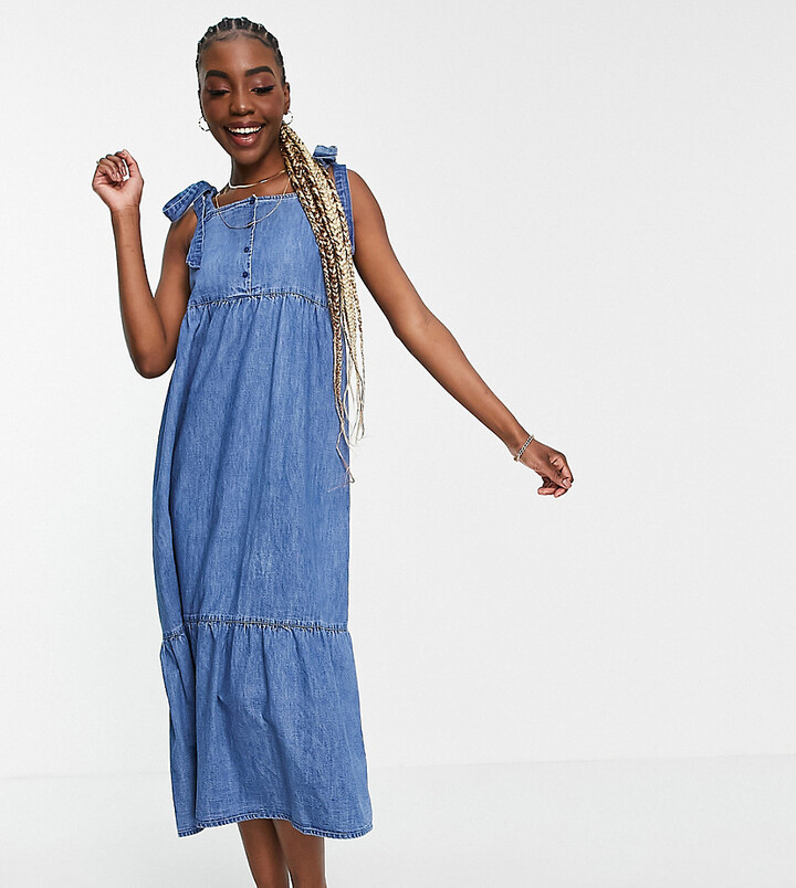 denim layered dress