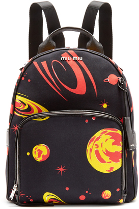 Miu Miu Planet-print canvas backpack