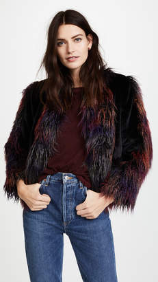 Anna Sui Rainbow Mongolian Faux Fur Jacket