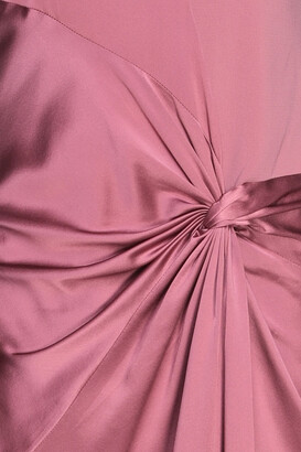 Cinq à Sept Suzanne Twist-front Crepe-paneled Silk-satin Gown
