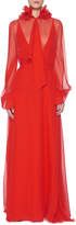 Thumbnail for your product : Lanvin Ruffled Collar Long Sleeve Gown