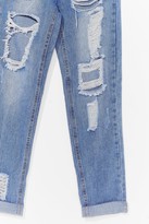Thumbnail for your product : Nasty Gal Womens Girl Talk Distressed Long Mom Jean - Blue - 10