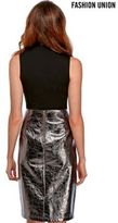 Thumbnail for your product : Lipsy Fashion Union Metallic Silver Pencil Skirt
