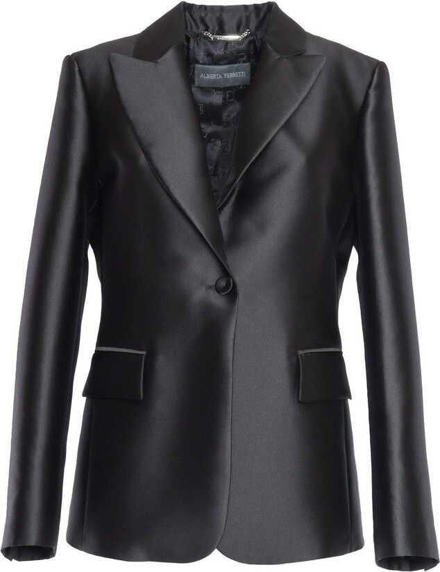 Alberta Ferretti Single-Breasted Curved Hem Blazer