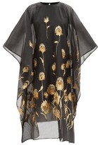 Thumbnail for your product : Taller Marmo Tulip-embroidered Chiffon Kaftan - Black Gold
