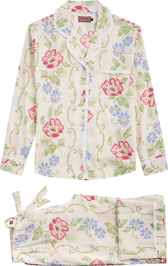 Desmond & Dempsey Dorothea Printed Cotton Pyjama set