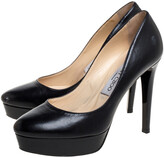 Thumbnail for your product : Jimmy Choo Black Leather Cosmic Platform Pumps Size 37