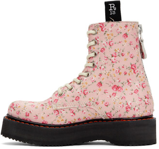 R 13 Pink Floral Stacked Platform Boots