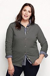 Classic Women's Plus Size Supima Ottoman Cardigan Sweater-Pewter Heather,1X