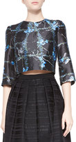 Thumbnail for your product : Tibi Windowpane Flowers Cropped Top
