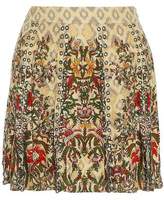 Haute Hippie Sagat Eyelet-Embellished Printed Silk Mini Skirt