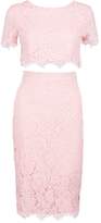 Thumbnail for your product : boohoo Petite Zoe Lace Crop + Midi Skirt Co-ord