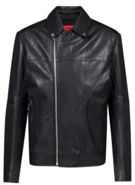 Slim-fit biker jacket in nappa calf leather