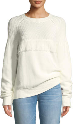 Frame Fringe Cotton Crewneck Sweater