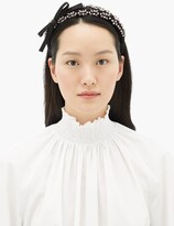 Thumbnail for your product : Prada Crystal-embellished Bow-appliquéd Satin Headband - Black