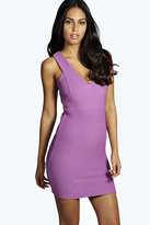 Thumbnail for your product : boohoo Callie Textured Plunge Neck Bodycon Dress