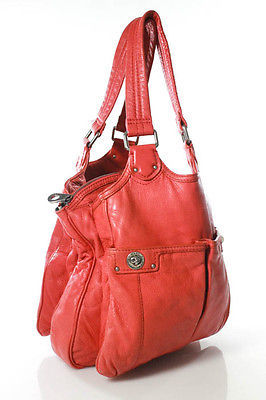 Marc by Marc Jacobs Coral Pink Leather Small Pocket Front Tote Handbag