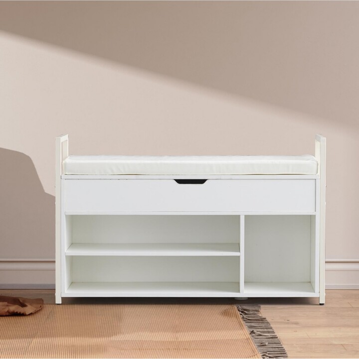 Streamdale Furniture Streamdale 39" Shoe Bench with Lift Top Storage, 2-Tier Shoe Rack