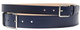 Alexander McQueen Double-buckle Leather Belt - Navy