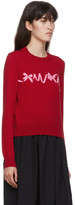 Thumbnail for your product : COMME DES GARÇONS GIRL Red Wool Intarsia Bow Crewneck