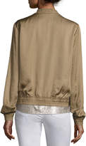 Thumbnail for your product : Lafayette 148 New York Bryant Satin Bomber Jacket, Bronze