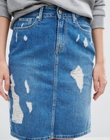 Thumbnail for your product : Pepe Jeans Penny Ripped Denim Pencil Skirt