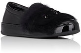 Thumbnail for your product : Barneys New York WOMEN'S LEATHER & RABBIT FUR SLIP-ON SNEAKERS