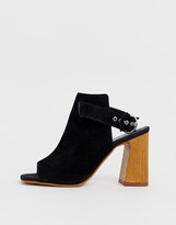 Thumbnail for your product : ASOS DESIGN Hacienda leather peep toe boots