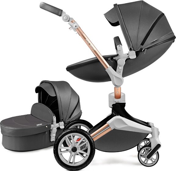 Hot Mom Hotmom Stylish Baby Stroller: Height-Adjustable Seat and Reclining Baby Carriage (Dark Grey)