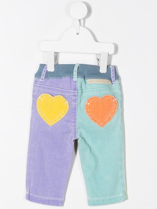 Stella McCartney Kids Heart Patch Colour-Block Jeans