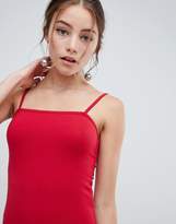 Thumbnail for your product : Miss Selfridge bodycon dress with square neck in red