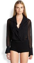 Thumbnail for your product : Donna Karan Chiffon Ruffle Bodysuit