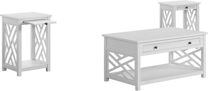 Alaterre Furniture Coventry 36" Coffee Table with Drawer and Two End Tables with Tray