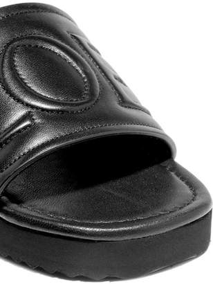 Loewe Logo-embossed Leather Slides - Black