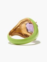 Thumbnail for your product : BEA BONGIASCA Floral Disco Amethyst, 9kt Gold & Enamel Ring - Green Multi