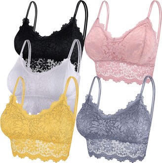Duufin 5 Pieces Lace Bra Padded Bralette Lace Bandeau Bra Tube Bra Lace Top  with Straps and Removable Pads for Women Girls - ShopStyle