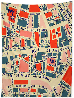 Deny Designs Holli Zollinger Paris Map Blue Tapestry
