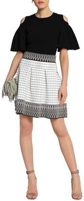 Maje Pleated Jacquard Mini Skirt