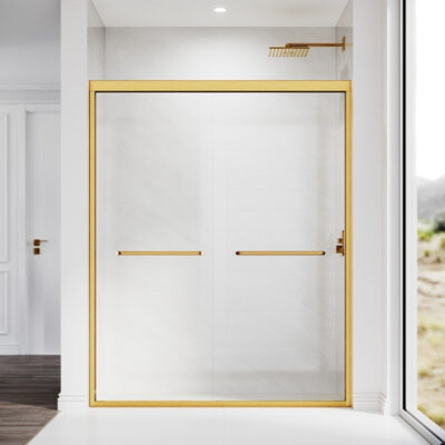 GZMWON Sliding Shower Glass Door 50-54 In. W X 72 In. H Adjustable Semi Frameless Shower Door Certified Thick Clear Clear Tempered Glass 304 Stainless Ste