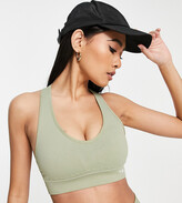 Thumbnail for your product : Tala medium support racer back sports bra in khaki exclusive to ASOS