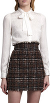 Thumbnail for your product : Dolce & Gabbana Jacquard Bow-Neck Silk Blouse