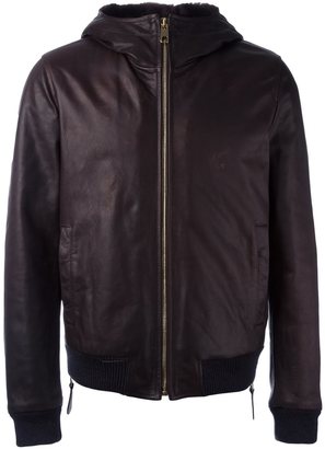Dolce & Gabbana hooded leather jacket - men - Silk/Polyamide/Polyester/Virgin Wool - 48