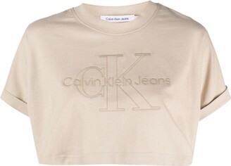 logo-print cotton cropped T-shirt
