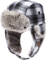 Thumbnail for your product : Jeff & Aimy Mens Winter Buffalo Plaid Trooper Trapper Hat for Women Rabbit Real Fur Hunting Ear Flap Windproof Ushanka Russian Aviator Black&White Ear Muffs XL 57-61CM