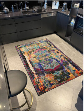 Hokku Designs Colorful Vintage Washable Modern Decorative Woven Base Machine Washable Rug