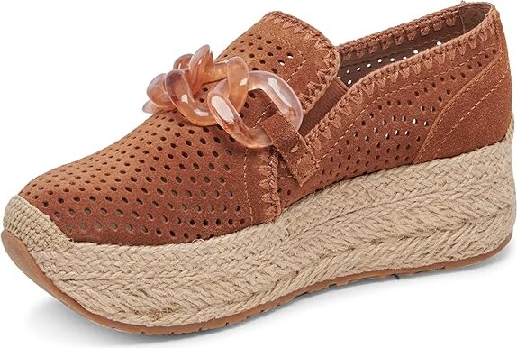 Dolce Vita Jhenee Espadrille Perf Women's Flat Shoes Pecan Perforated Suede : 10 M, Leather
