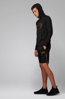 Thumbnail for your product : HUGO BOSS Hooded sweatshirt with curved logo artwork and hidden pocket