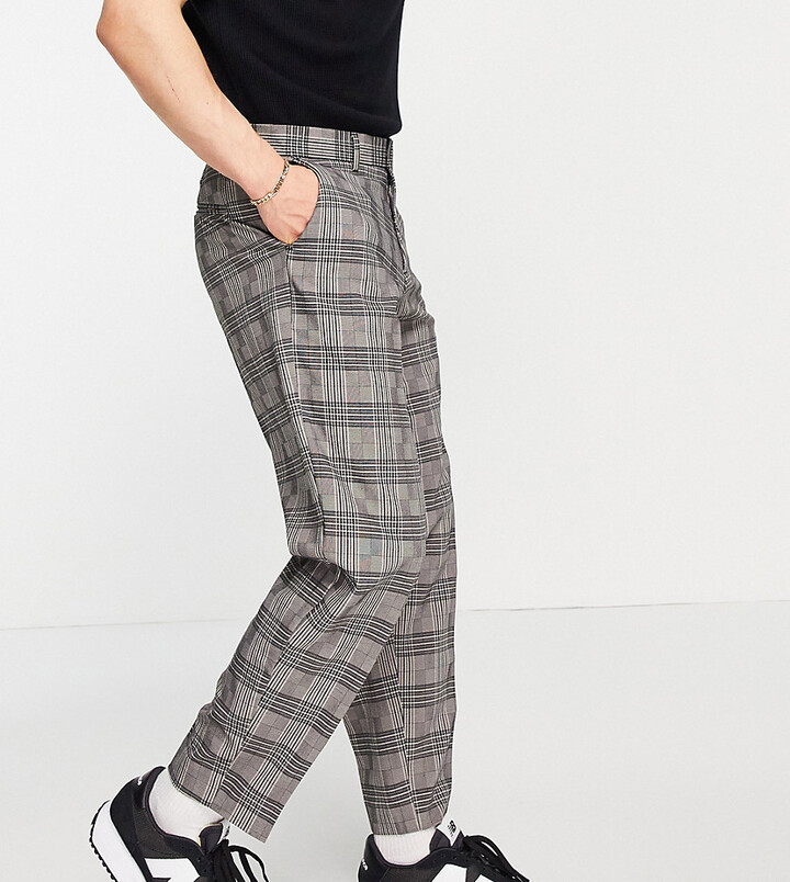 New Look tapered smart pants in dark gray check - ShopStyle Chinos & Khakis