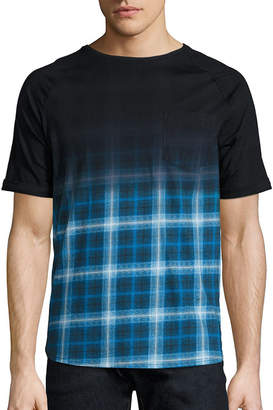 Madison Supply Ombre Plaid Elongated T-Shirt