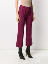 Thumbnail for your product : Semi-Couture Cropped Kick-Flare Houndstooth Trousers